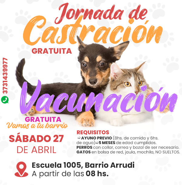 Jornada para mascotas en Barrio Arrudi de Charata.