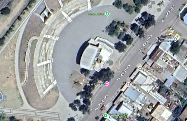 Vista a&eacute;rea del Paseo del Sol en la ciudad de Charata