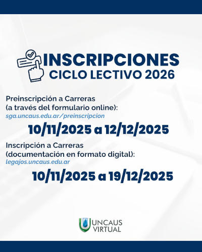 Inscripciones a carreras a distancia de UNCAUS. 
